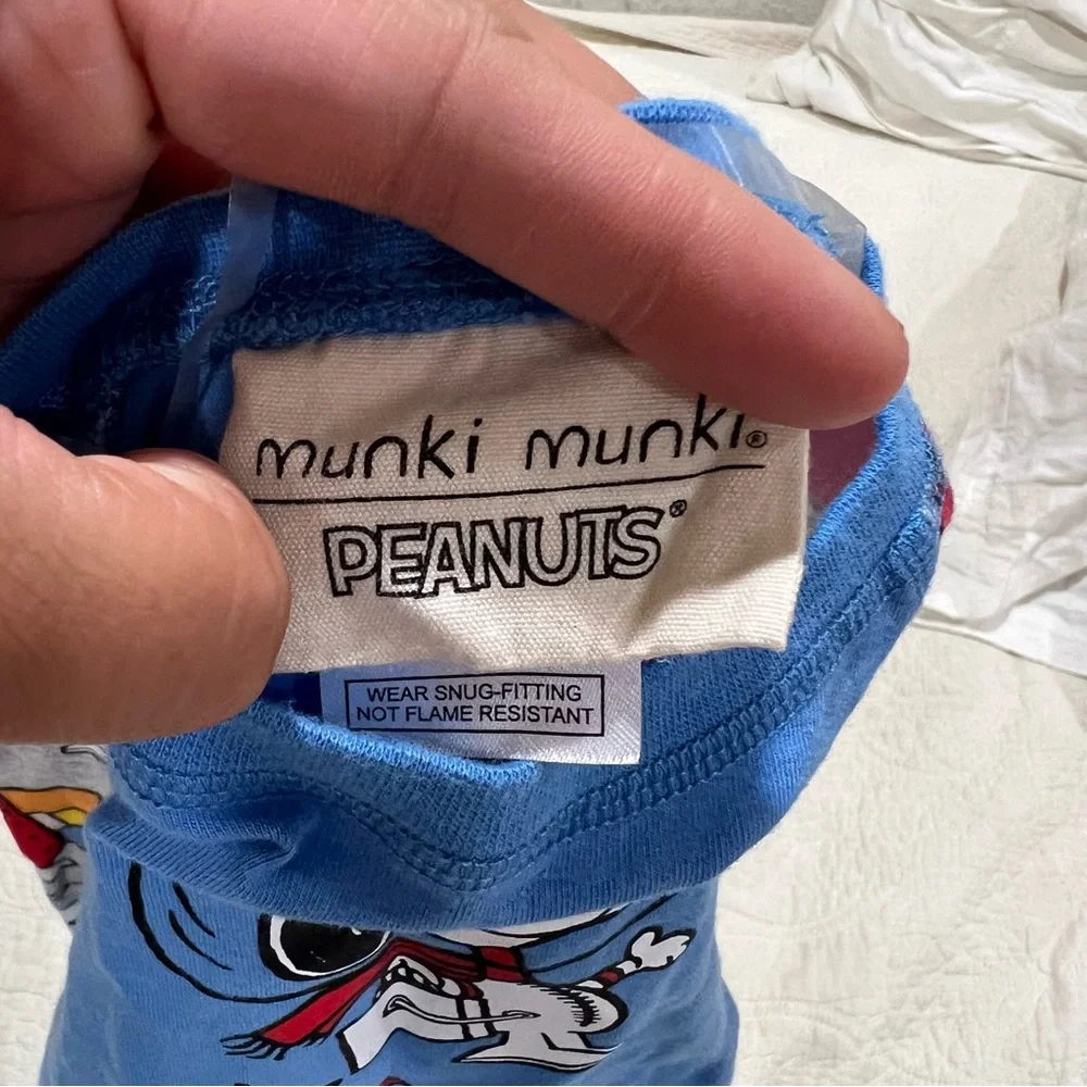 Munki Munki X Peanuts Tight Long Sleeve Raglan Tee and Pant Pajama Set Size 3
